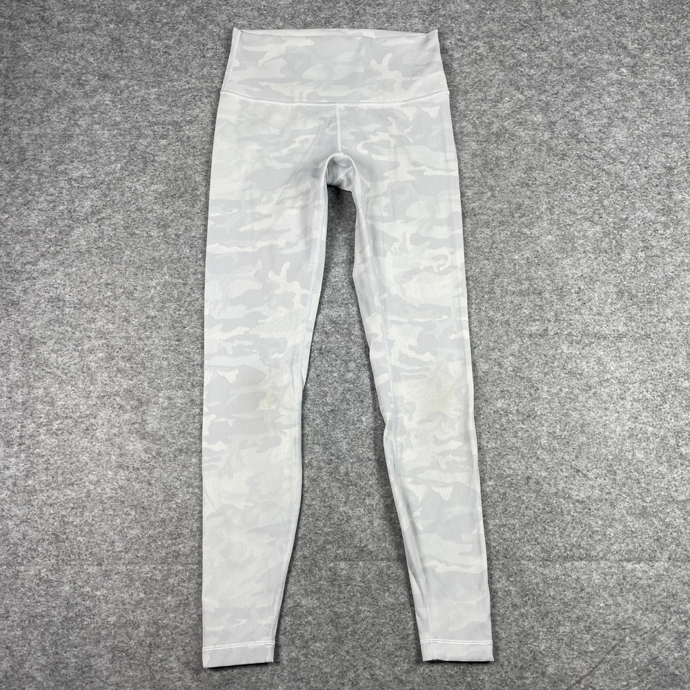 Lululemon Leggings Women 8 Grey White Camo Jacquard Ribbed High Rise Full Length